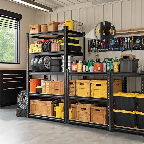 ZEUKMXOO 5-Tier Garage Storage Shelves, Heavy Duty Adjustable Shelving Unit, 60"H Garage Rack with 2400lbs Capacity, Metal Utility Shelves for Warehouse, Basement, Pantry, Tool Room, Home Organization thumbnail 2