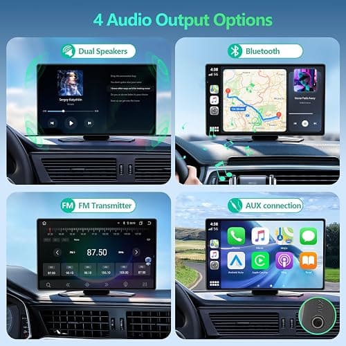 9" Carplay Screen for Car, Portable Wireless Car Play Screen for Apple CarPlay & Android Auto, OTA Updates, Backup Camera, Mirror Link, Voice Control, GPS Navigation, Bluetooth 5.0, FM/AUX thumbnail 8