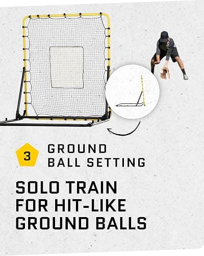 SKLZ Fielding Trainer - Baseball & Softball Pitch-Back Rebound Net - Ground, Line Drive & Fly Ball Return Settings - 4 x 4.5-Foot Steel Frame, UV & Weather Resistant Bungee Net, Easy-Fold Design - FIELDING TRAINER thumbnail 5