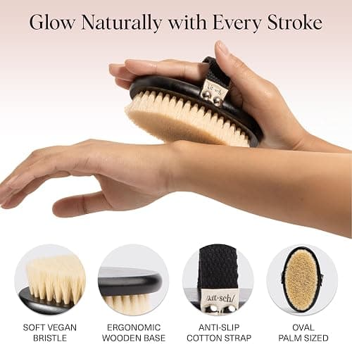 Kitsch Dry Brushing Body Brush & Body Scrub – Soft Vegan Bristles for Lymphatic Drainage, Cellulite, Dry Skin Removal & Blood Circulation – Body Exfoliator Scrubber for Glowing Skin thumbnail 6