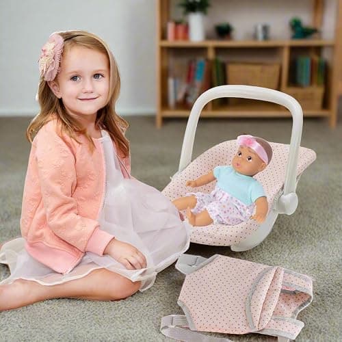 Olivia's Little World Polka Dot Princess Baby Doll Carrier & Car Seat Set, Pink/Gray thumbnail 2