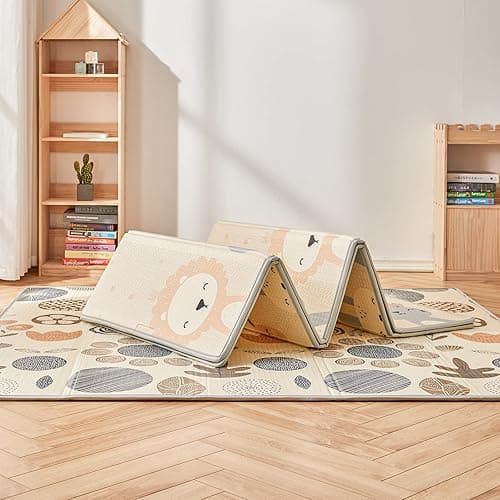 MLOONG Baby Play Mat, 71 * 59 * 0.4 Large Thick Playmat, Folding Portable Waterproof Reversible Double-Sided Crawling Mat, Baby Floor Mat for Infants and Toddlers, Easy to Clean (71*59*0.4in-Star) - Star - 71x59x0.4 inch thumbnail 8