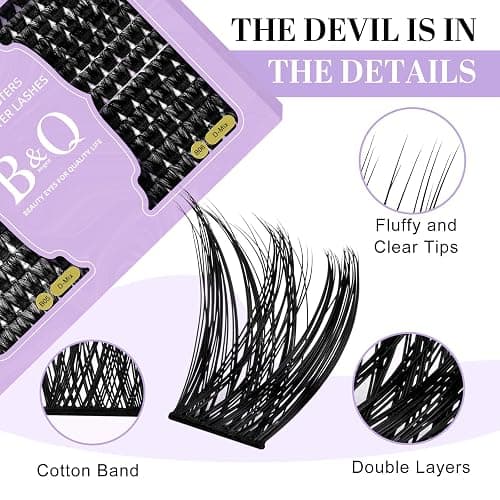 Lash Clusters 208 PCS Cluster Lashes Individual Lashes B05+B06 Eyelash Extensions 10-18mm DIY Lash Extensions D Curl Volume Wispy Soft Comfortable Band False Lashes (D-10-18MIX) thumbnail 4