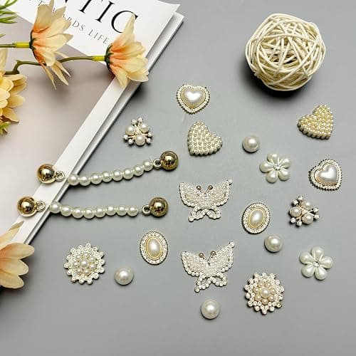 20pcs Bling Gems Plastic Butterfly Flower Sparkling Rhinestones Pearl DIY Shoe Decoration Charms for Women's Party Favor thumbnail 3