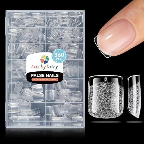 Extra Short Square Nail Tips: XS Short Nail Tips 360PCS Fake Nails 12 Sizes Soft Gel Pre-Shaped Acrylic Clear Square Press on Nails Tips for Nail Extension Home DIY Salon - Image 1
