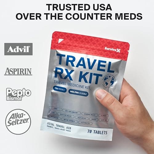 SurviveX Travel Medicine Kit - Compact TSA-Approved Medication Pack for Travel, Camping, Cruises - Includes Over-the-Counter Individual Medicine Packets thumbnail 7
