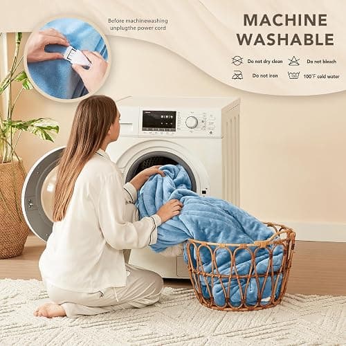 Homemate Heated Electric Blanket Twin 62"x84" Heating Throw Blanket | Fast Heating with 10 Heating Levels 8 Hours Auto Off Over-Heated Protection Warm Soft Flannel Winter Gifts for Women ETL thumbnail 8