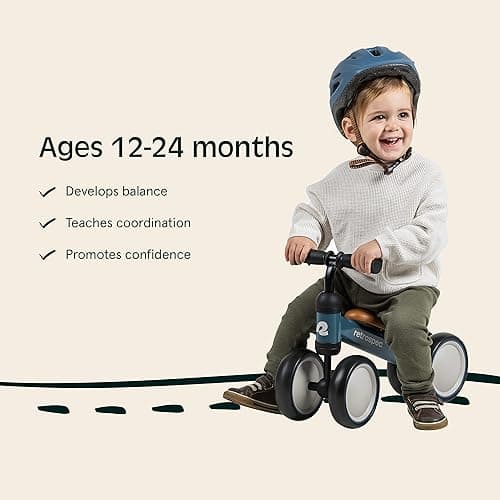 Retrospec Cricket Baby Walker Balance Bike with 4 Wheels for Ages 12-24 Months - Baby Toys & Toddler Toys for 1 Year Olds - Ride On Bicycle - Boys & Girls - Matcha Bloom - One Size thumbnail 4