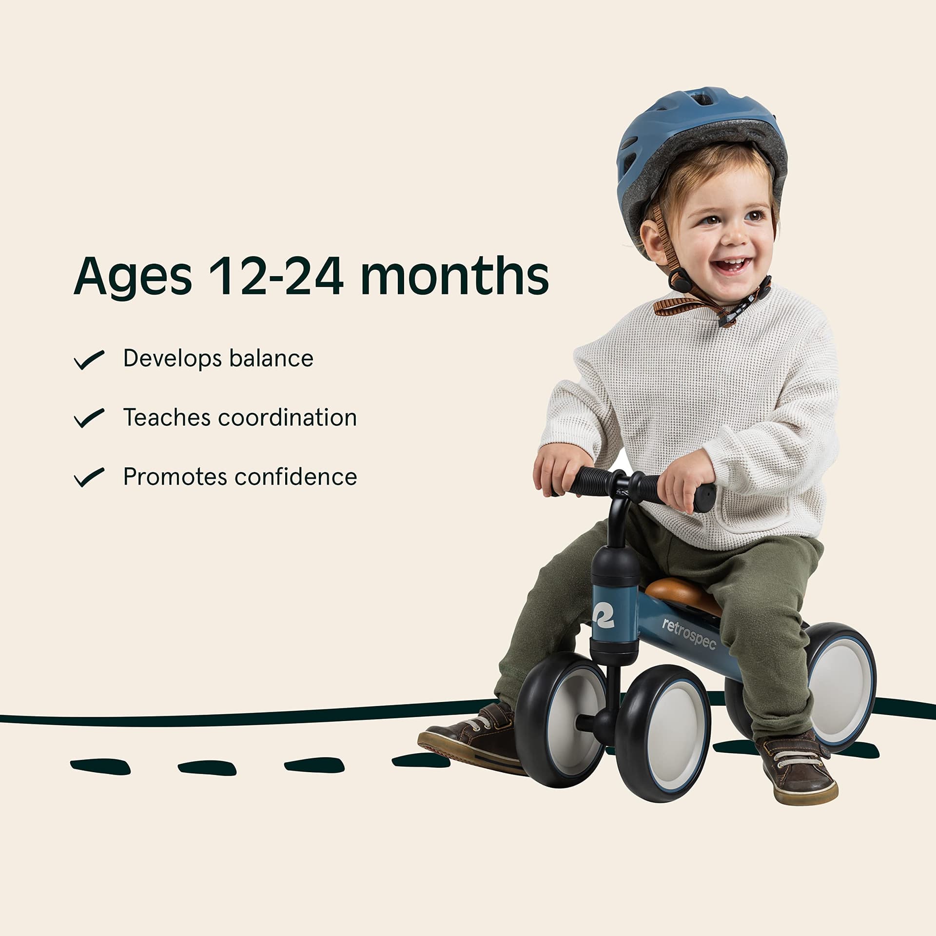 Retrospec Cricket Baby Walker Balance Bike with 4 Wheels for Ages 12-24 Months - Toddler Bicycle Toy for 1 Year Old’s - Ride On Toys for Boys and Girls - One Size - Blush thumbnail 5