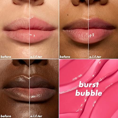 e.l.f. Glow Reviver Plumping Lip Oil, Tinted Lip Plumper For A High-Shine, Plump Finish, Infused With Jojoba Oil, Vegan & Cruelty-Free, Burst Bubble thumbnail 3