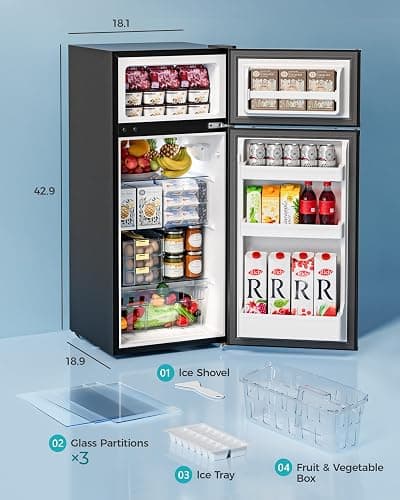 EUHOMY Mini Fridge with Freezer, 4.5 Cu.Ft Mini Refrigerator fridge, 2 door For Bedroom/Dorm/Office/Apartment - Food Storage or Cooling drinks, Silver thumbnail 2