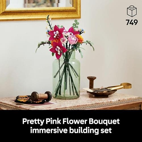 LEGO Botanicals Pretty Pink Flower Bouquet Building Set for Adults - Gifts for Anniversary for Women & Men - Artificial Flowers for Decor or Table Display - 10342 thumbnail 2