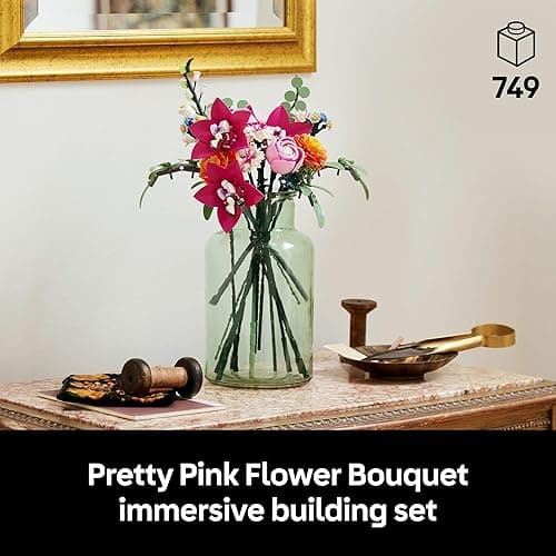 LEGO Botanicals Pretty Pink Flower Bouquet Building Set for Adults - Gifts for Anniversary for Women & Men - Artificial Flowers for Decor or Table Display - 10342 thumbnail 3