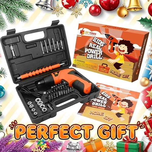 JoyTown Kids Real Power Drill Set – Electric Cordless Drill Tool Kit for Children with Interchangeable Bits, Flexible Shaft, Rechargeable, Carrying Case, Learning Tools for Boys & Girls Home DIY thumbnail 7