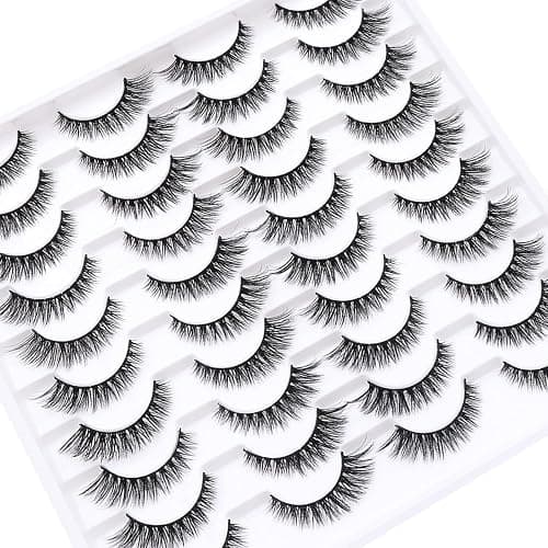 Azenlo False Eyelashes 20 Pairs Wispy Lashes Faux Mink Lashes 14mm 3D Fluffy Cat Eye Lashes （style 20-061) thumbnail 8
