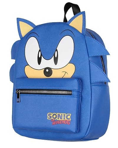 Bioworld Sonic The Hedgehog Character with 3-D Ears and Quills Mini Faux Leather Backpack For Men and Women - Image 1