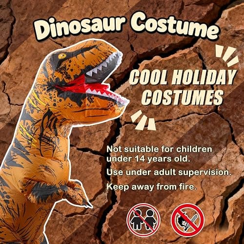 JASHKE Inflatable Dinosaur Costume for Adult Halloween Dinosaur Costumes Blow up T rex Costume for Adults thumbnail 7