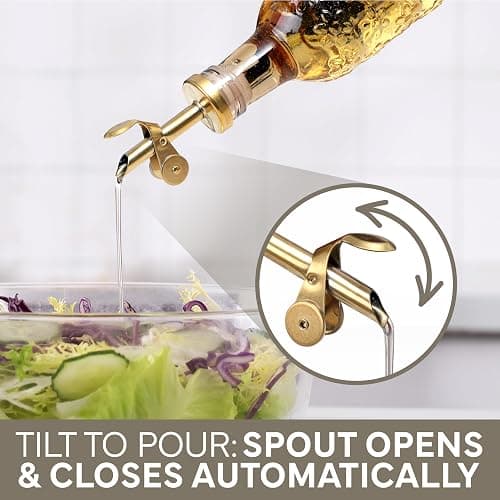 COOK WITH COLOR Glass Olive Oil Bottle Dispenser - 2 Pack- 17oz Oil and Vinegar Cruet - Olive Oil Carafe Decanter for Kitchen, Floral, Brown thumbnail 7