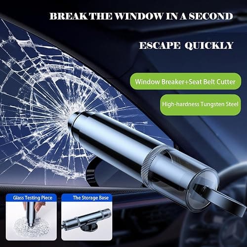 EJYARC Safe Hammer Car Window Breaker Seatbelt Cutter Under Water or Fire,2 IN1 Window Breaker Tool Auto Glass Breaker Emergency Escape Tool Kit,Car Accessories All Vehicles(1 PCS Black) thumbnail 4