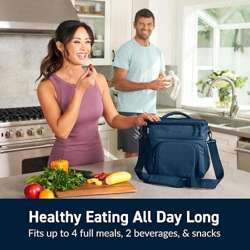 Bentgo Prep Deluxe Insulated Multimeal Bag - Lunch Box Bag, Holds 5 Meals, Premium Insulation up to 8 Hrs, Durable, Water-Resistant - Large Capacity For Adult Meal Prep (Navy Blue) thumbnail 2