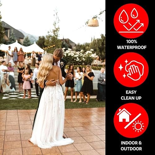 Big Floors 4X4OAKFLOOR Interlocking Lightweight Plastic Modular Dance Floor Kit (4' x 4'), Oak, 32 Piece thumbnail 4
