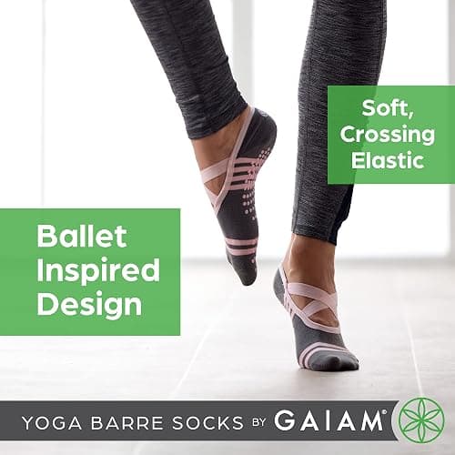 Gaiam Grippy Studio Yoga Socks for Extra Grip in Standard or Hot Yoga thumbnail 6