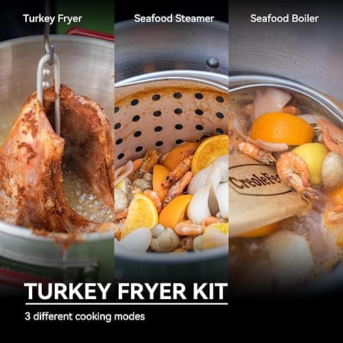 CreoleFeast TFS3010 Propane 30 Qt. Turkey and 10 Qt. Fish Fryer Boiler Steamer Set, 50,000 BTU Burner, Ideal for Outdoor Cooking thumbnail 9