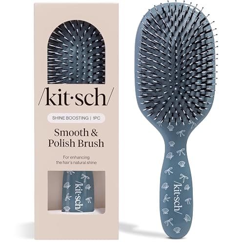 Kitsch Smooth & Polish Brushes – Dual Bristle Brush, Frizz Control Detangler Hair Brush, Nylon Hairbrush for Women Cushioned Pad for Scalp Massage, Hair Tool for All Hair Types - Coastal Blue Print - Image 1