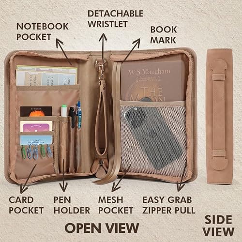 Bible Cover Case, Premium, Leather Carrying Case with Handle&Zippered Pocket for Standard Size and Bible Accessories, Large Bible Bag, Ideal Gift for Women Men Lady Girls thumbnail 4