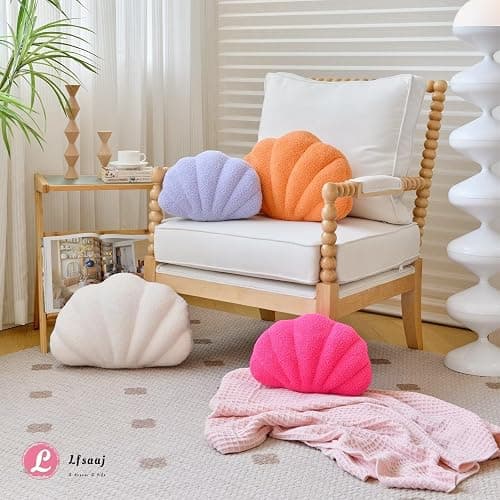 Lfsaaj Seashell Throw Pillows, Shell Shaped Throw Pillows, 18 Inch Soft Home Decorative Pillow Plush Cushion for Bed Couch Living Sofa Room Decor Accent Throw Pillow (Ivory 18Inch) thumbnail 5