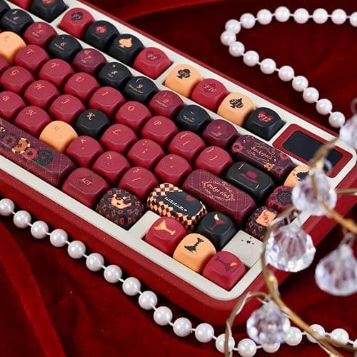 GEKUCAP Red Black PBT Keycaps, Poker Themed Custom Keyboard Keycaps | Dye-Sublimation MOA Profile Keycaps Set 130 Keys for 75% TKL Cherry Gateron MX Switches Mechanical Keyboards thumbnail 6