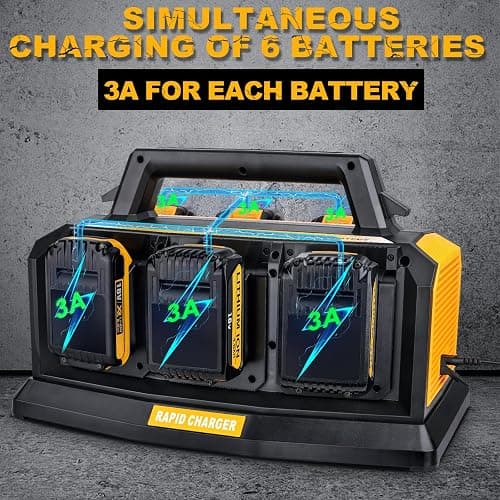 20V Max Battery RapidMeanwhile Fast Charger 6-Ports,Charger Station forDewalt 20V/60v MMaxBatterySimultaneousCharging of 6 Port Each3A,Compatible with Dewalt12V/20V 60v Multi BatteryTools thumbnail 2