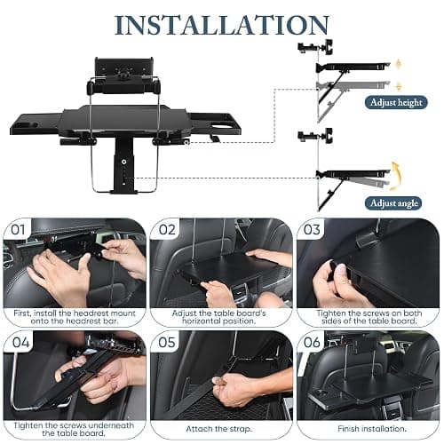 2-in-1 Car Steering Wheel Tray & Back Seat Table with Phone Holder – Height Adjustable Steering Wheel laptop desk, Food Tray , Writing Desk & Car Eating Tray - Car desk fit up to 15" Steering Wheel thumbnail 8