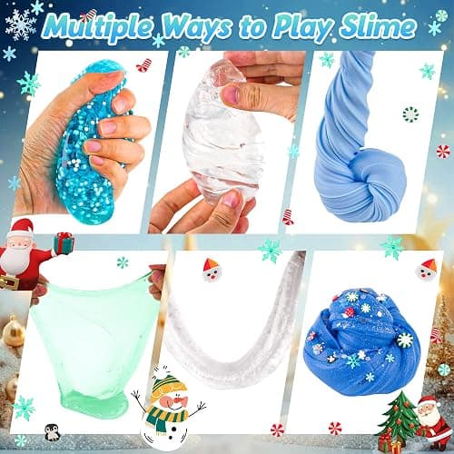 6 Packs Snow Slime Kit - Cloud, Butter, Clear, Water & Crunchy Varieties With Add-ins - Fluffy Making Set for Girls & Boys Party Bag Fillers, 360ml thumbnail 4