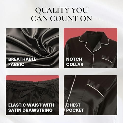 Just Love Satin Pajama Set for Women – Long Sleeve Button Down Womens Pajama Sets – Soft Loungewear & Sleepwear Sizes (S-3X) thumbnail 4