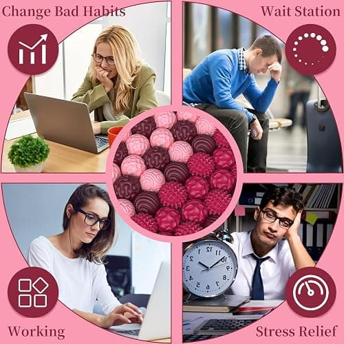 Silicone Magnetic Balls, Fidget Toys for Adults & Teens, 6PCS Stress Balls Sensory Toy, Quiet Magnet Desk Fidgets with Textured, ADHD Anxiety Relief Items, Fun Stocking Suffers Gifts (Red) thumbnail 7