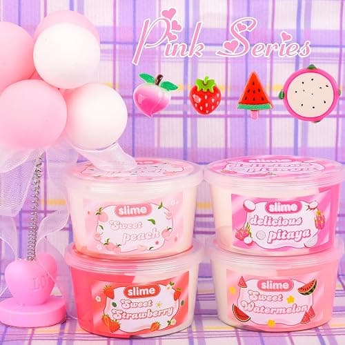 12 Packs Mini Fruit Butter Slime, Cute Peach Colourful Box, 12 Fun Slime Charms, Pre-Made Slime for Kids, Great 6 Year Old Toy, Kids Educational Stress Relief Toy, Party Favour, Birthday Gift thumbnail 5