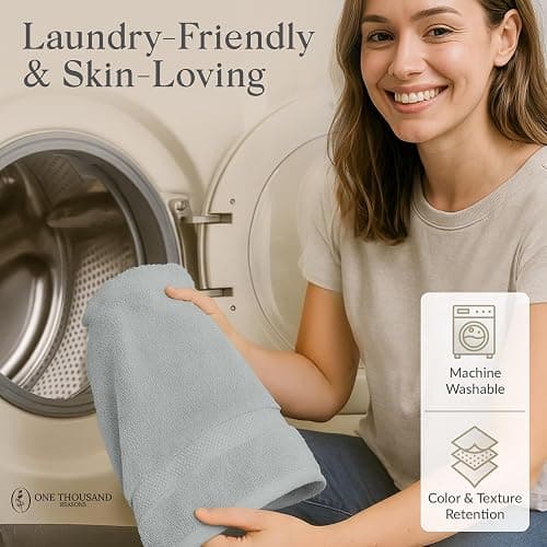 Premium Staple Cotton Bathroom Towel Set - Gray 600 GSM 6-Piece Luxury Bath Towel Set 1 Stripe - 2 Bath Towels, 2 Hand Towels & 2 Washclothes Set - High Absorbent & Quick Dry for Gym, Spa, Hotel thumbnail 8