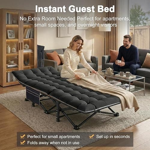 ABORON 2PK XXL Camping Cot for Adults 900LBS - 78"×32" Oversized Folding Bed with Mattress Pad, Heavy Duty 1200D Oxford Outdoor Cot with Carry Bag thumbnail 9