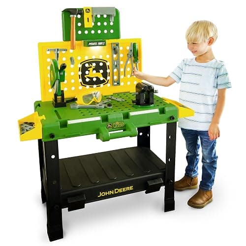John Deere Kids Workbench, Power Tools Workshop, Build Your Own Toy Tool Box with 39 Realistic Toy Tools and Accessories, 5+ - Image 1