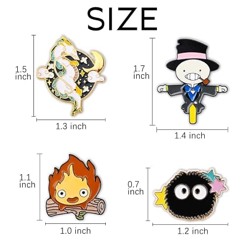 Pounchi Cute Calcifer Enamel Pins (4 Pcs) Anime Lapel Pin Office Supplies Cute Enamel Badge Gift for Bag Backpacks Teens thumbnail 2