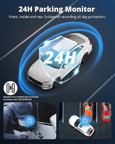 Dash Cam Front and Rear Inside, 3-Channel 2.5K FHD Dash Camera for Cars with 2" Screen, Wireless Dashcam with 5GHz WiFi, 64GB Card, Car Camera Front and Back, Auto IR Night Vision, HDR, G-Sensor thumbnail 6