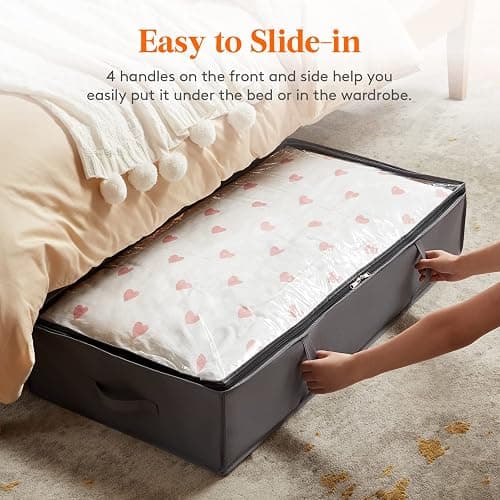 Lifewit 95L 4 Pack Under Bed Storage Containers, Large Capacity Blanket Storage Bags with Reinforced Handle, Organization and Storage for Comforters, Sheets, Clothes, Bedroom, College Dorm, Grey thumbnail 4