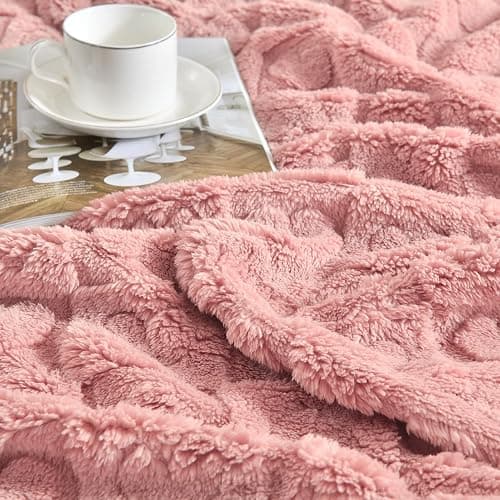 GIOKARNNA Heart Checkered Throw Blankets, for Love Mother Friends Pets,280 GSM Super Soft Warm Lightweight Fluffy Bed Blanket for Women Anniversaries(Pink,90"x90") | Super Soft, Warm, Fluffy, Lightweight, Bed Blanket, for Love Mother Friends Pets, for Women Anniversaries thumbnail 6