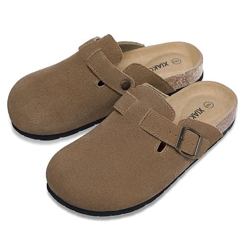 Xiakolaka Women's Genuine Suede Clogs with Arch Support | Slip On Comfort Cork Footbed Mules, Non-Slip Potato Shoes, Adjustable Metal Buckle, Suitable for Casual Daily Wear & Walking thumbnail 7