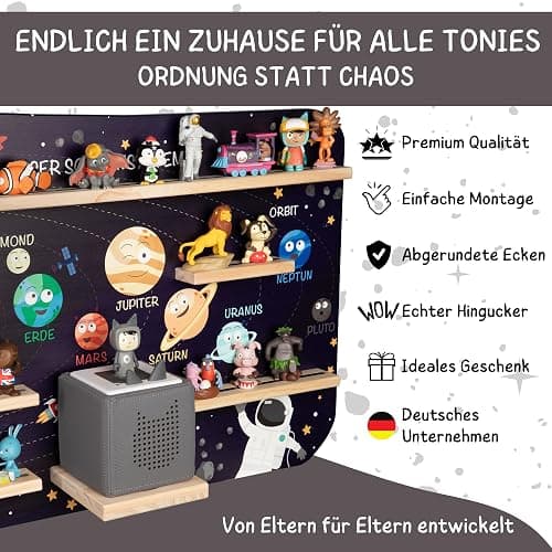 bunnyboo Toniebox Regal - für bis zu 45 Tonies - Testsieger 2024 - Magnetisches Regal für Toniebox und Figuren - geprüfte Qualität - Für Jungen und Mädchen (Astronaut) thumbnail 2