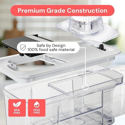 Fullstar Mandoline Slicer for Kitchen - Vegetable Chopper, Onion Potato Food Veggie Fruit Slicer and Cutter with Container, Kitchen Gadgets & Gifts, Home Essentials (6 in 1, Black/White) thumbnail 5