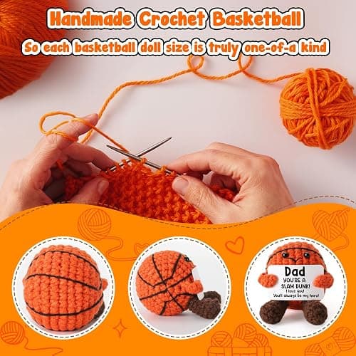 YUEYUQIU Christmas Dad Gifts from Daughter Son Wife - Cool Handmade Crochet Small Basketball, Ideal Birthday Xmas Presents for Dad Father Daddy New Dads - Christmas Stocking Stuffers for Dads thumbnail 3