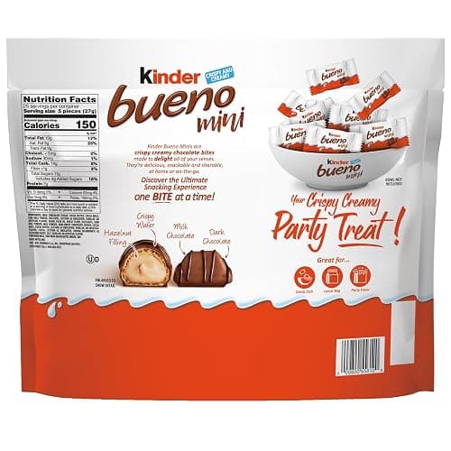 Kinder Bueno Mini Chocolate Bites with Crispy Wafer and Hazelnut Cream, Individually Wrapped, Party Pack, 23.8 oz thumbnail 2