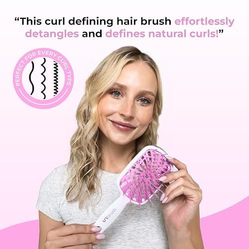 FHI Heat UNbrush Plus — Curly Hair Brush for Gentle & Effective Detangling on Wet or Dry Fragile Hair Types — Detangler Brush w/ 84 UltraFlex Bristles, Ultra-light, Vented, Anti Static Hairbrush thumbnail 2